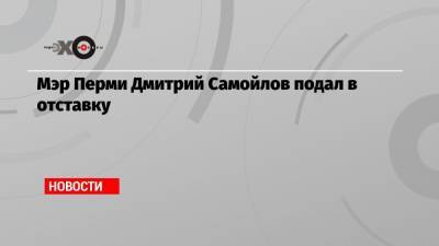 Мэр Перми Дмитрий Самойлов подал в отставку