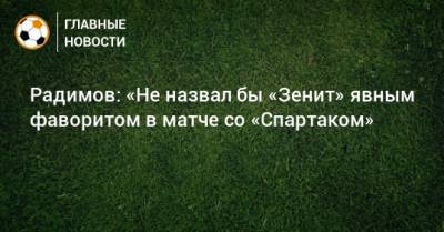 Радимов: «Не назвал бы «Зенит» явным фаворитом в матче со «Спартаком»