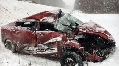 Под Воронежем два грузовика в сильный снегопад раздавили 19-летнего водителя легковушки