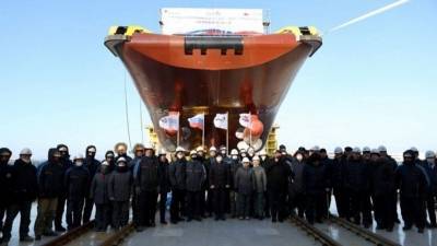 В Приморье спустили на воду первое многофункциональное судно снабжения «Катерина Великая»