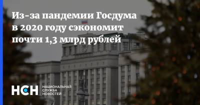 Из-за пандемии Госдума в 2020 году сэкономит почти 1,3 млрд рублей