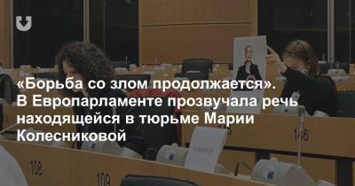 «Борьба со злом продолжается». В Европарламенте прозвучала речь находящейся в тюрьме Марии Колесниковой