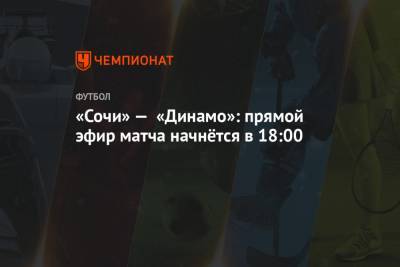 «Сочи» — «Динамо»: прямой эфир матча начнётся в 18:00