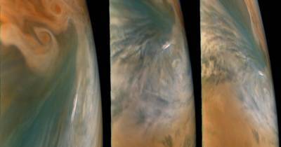 Циклоны Юпитера сформировали завораживающий узор (видео)