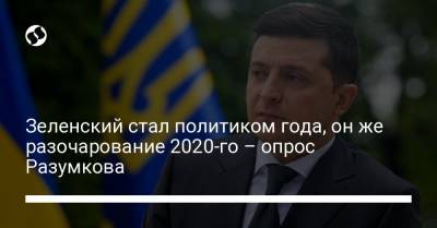 Зеленский стал политиком года, он же разочарование 2020-го – опрос Разумкова