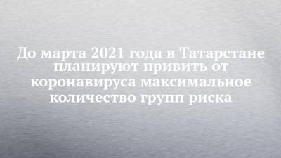 До марта 2021 года в Татарстане планируют привить от коронавируса максимальное количество групп риска