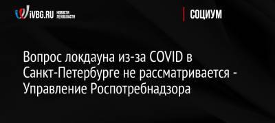 Вопрос локдауна из-за COVID в Санкт-Петербурге не рассматривается — Управление Роспотребнадзора