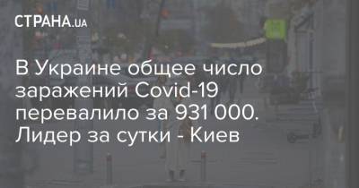 В Украине общее число заражений Сovid-19 перевалило за 931 000. Лидер за сутки - Киев