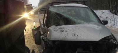 В Карелии пожилой водитель легковушки попал в больницу после наезда на грузовик