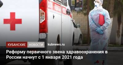 Реформу первичного звена здравоохранения в России начнут с 1 января 2021 года