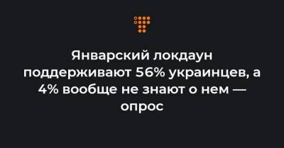 Январский локдаун поддерживают 56% украинцев, а 4% вообще не знают о нем — опрос