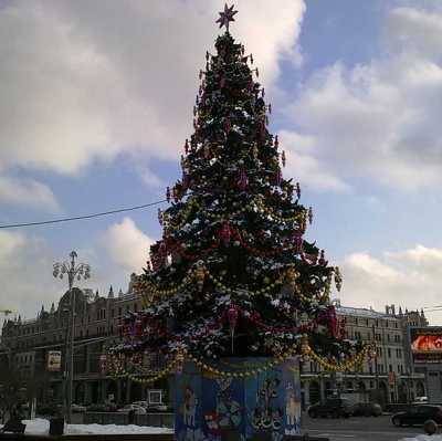 Москву к Новому году украсят более тысячи праздничных елей