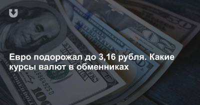 Евро подорожал до 3,16 рубля. Какие курсы валют в обменниках