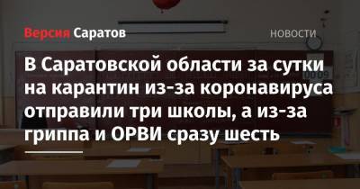 В Саратовской области за сутки на карантин из-за коронавируса отправили три школы, а из-за гриппа и ОРВИ сразу шесть