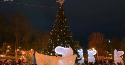 Во Львовской области во время открытия елки загорелась праздничная иллюминация