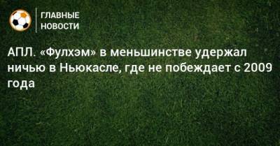 АПЛ. «Фулхэм» в меньшинстве удержал ничью в Ньюкасле, где не побеждает с 2009 года