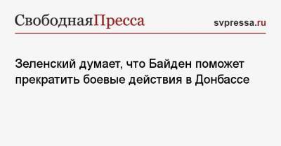 Зеленский думает, что Байден поможет прекратить боевые действия в Донбассе