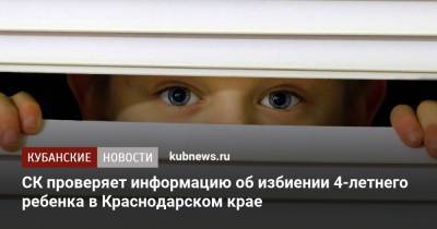 СК проверяет информацию об избиении 4-летнего ребенка в Краснодарском крае
