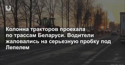 Колонна тракторов проехала по трассам Беларуси. Водители жаловались на серьезную пробку под Лепелем