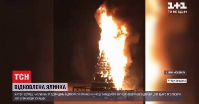 В Херсонской области вспыхнула праздничная елка: появилось видео