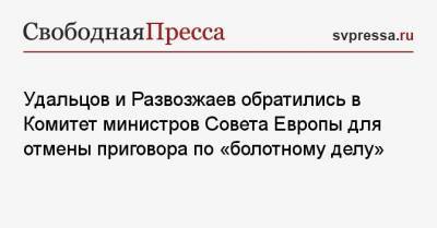 Удальцов и Развозжаев обратились в Комитет министров Совета Европы для отмены приговора по «болотному делу»