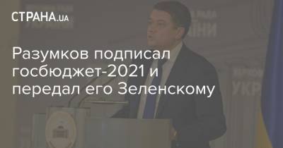 Разумков подписал госбюджет-2021 и передал его Зеленскому