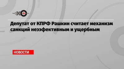 Депутат от КПРФ Рашкин считает механизм санкций неээфективным и ущербным