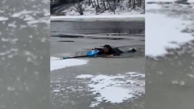 Спасение парня и собаки из реки в Твери попало на видео