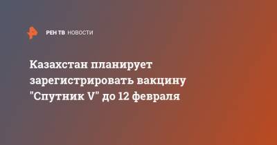 Казахстан планирует зарегистрировать вакцину "Спутник V" до 12 февраля