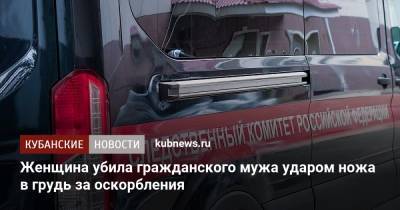 Женщина убила гражданского мужа ударом ножа в грудь за оскорбления