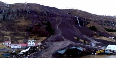 Масштабный оползень в Исландии разрушил около десятка домов — видео