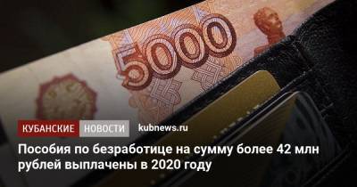 Пособия по безработице на сумму более 42 млн рублей выплачены в 2020 году