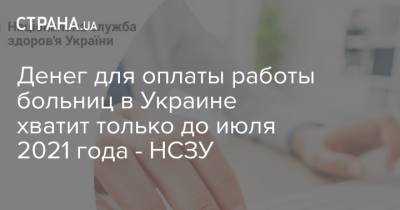 Денег для оплаты работы больниц в Украине хватит только до июля 2021 года - НСЗУ