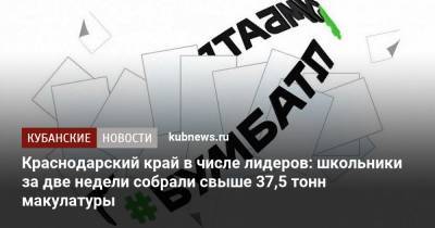 Краснодарский край в числе лидеров: школьники за две недели собрали свыше 37,5 тонн макулатуры