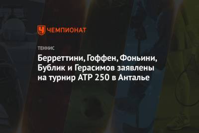 Берреттини, Гоффен, Фоньини, Бублик и Герасимов заявлены на турнир ATP 250 в Анталье