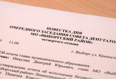 Совет депутатов Выборгского района заслушал годовой отчет об исполнении бюджета