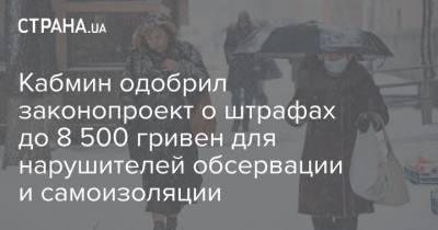 Кабмин одобрил законопроект о штрафах до 8 500 гривен для нарушителей обсервации и самоизоляции