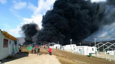 Пожар в лагере мигрантов