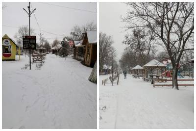 "Зимой город не узнать": снегопад засыпал украинский курорт, сугробы украшают каждую лавочку, фото