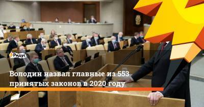 Володин назвал главные из 553 принятых законов в 2020 году