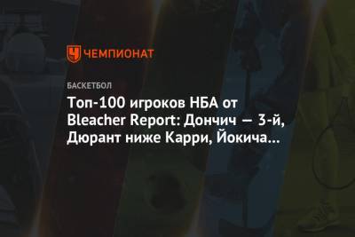 Топ-100 игроков НБА от Bleacher Report: Дончич — 3-й, Дюрант ниже Карри, Йокича и Лилларда