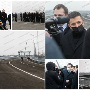 Как президент открывал движение на запорожском мосту. Видео