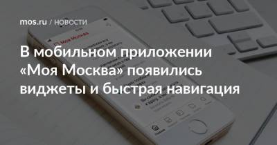 В мобильном приложении «Моя Москва» появились виджеты и быстрая навигация