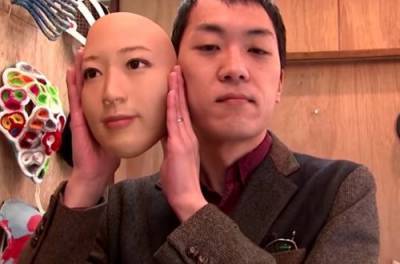 Японцы придумали "живые" маски с человеческими лицами. ВИДЕО