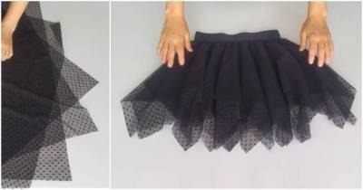 Просто отрежь и сострочи: нарядная юбка из фатина с элементарной сборкой
