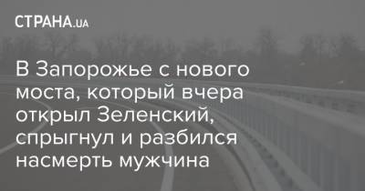 В Запорожье с нового моста, который вчера открыл Зеленский, спрыгнул и разбился насмерть мужчина