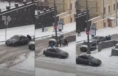 «Мужик-красавчик»: в Харькове мужчина стал героем видео, помогая застрявшим водителям и пешеходам