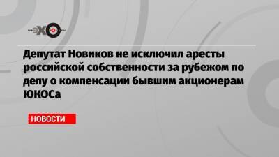 Депутат Новиков не исключил аресты российской собственности за рубежом по делу о компенсации бывшим акционерам ЮКОСа