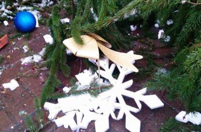 Елочные вандалы в Киеве: неизвестные повредили украшенные новогодние деревья – фото