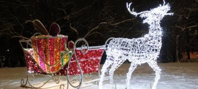 К Новому году Петрозаводск украсили тысячи световых композиций (ФОТО)
